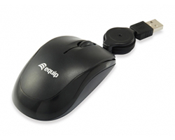 EQ245103 - Ratn EQUIP Life ptico Ambidextro USB-A 2.4GHz 1000dpi 3 Botones Cable Retrctil Negro (EQ245103)