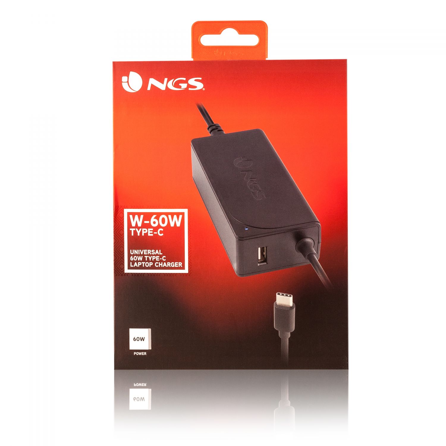 W-60WTYPEC - Cargador Notebook NGS 60W USB-C 2.0 Negro (W-60W TYPE-C)
