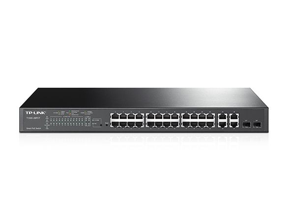SL2428P - Switch TP-Link 24xRJ45 10/100 2xSFP Gestionado PoE+ 180W Rack 1U Negro (TL-SL2428P)