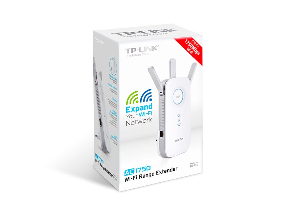 RE450 - Repetidor TP-Link 1300 Mbit/s WiFi DualBand 1xRJ45 Ethernet GbE 3 Antenas Externas Blanco (RE450)
