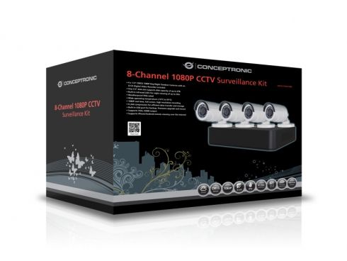 C8CCTVKITD10801TB - Kit Videovigilancia Conceptronic 1080p 8canales con 4Camaras+Grabador 1Tb (C8CCTVKITD10801TB)