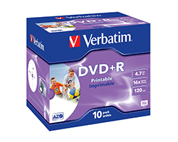 43508 - DVD en blanco Verbatim DVD+R Wide Inkjet Printable ID Brand 4.7GB  10pieza(s)