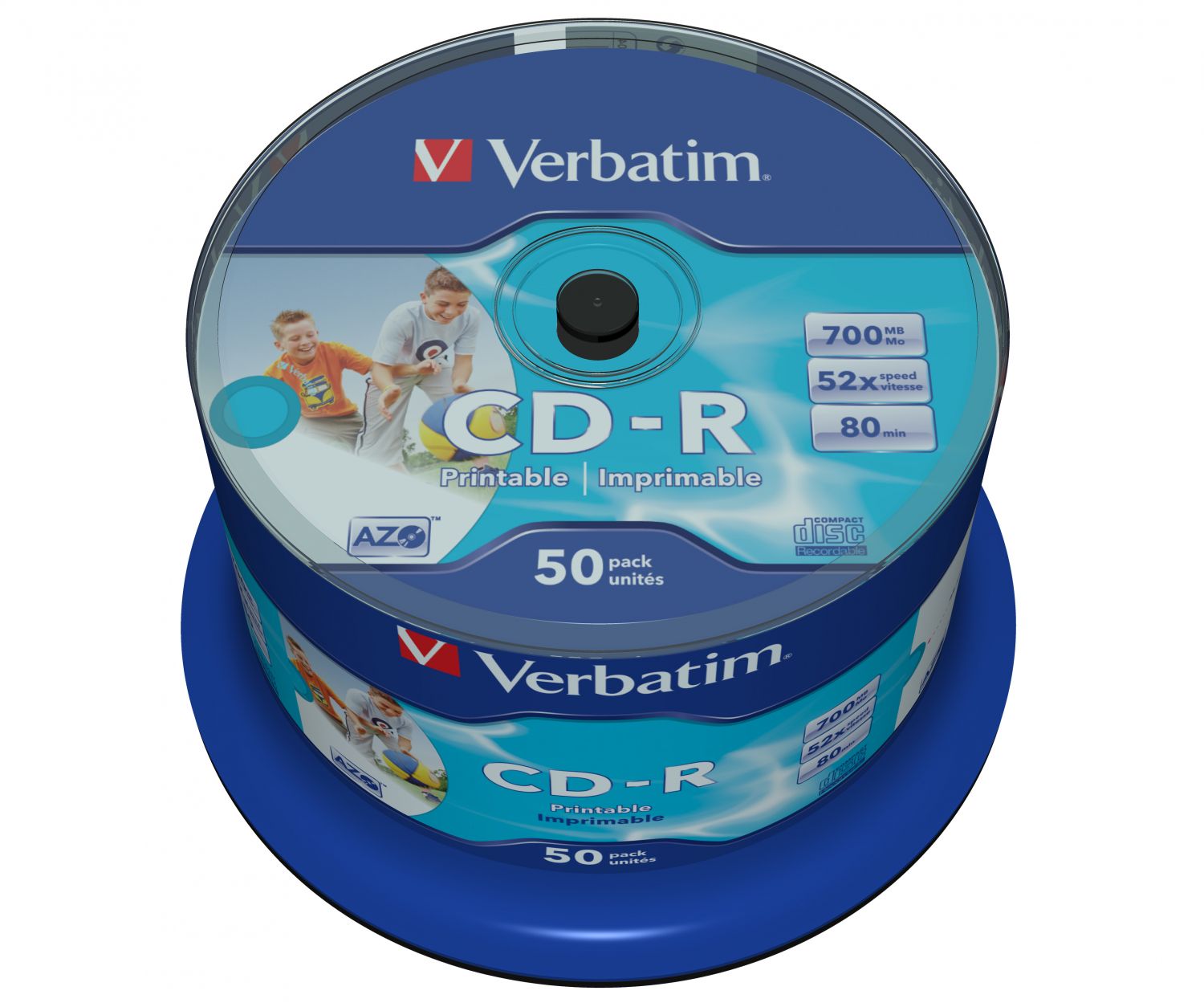 43438 - CD en blanco Verbatim CD-R AZO Wide Inkjet Printable no ID  700MB 50pieza(s)
