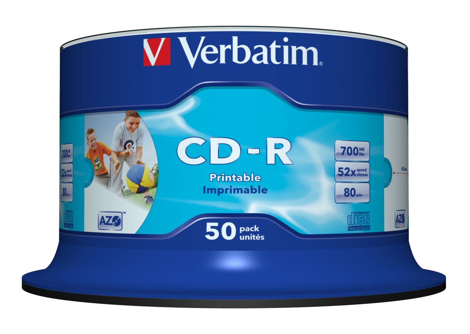 43438 - CD en blanco Verbatim CD-R AZO Wide Inkjet Printable no ID  700MB 50pieza(s)