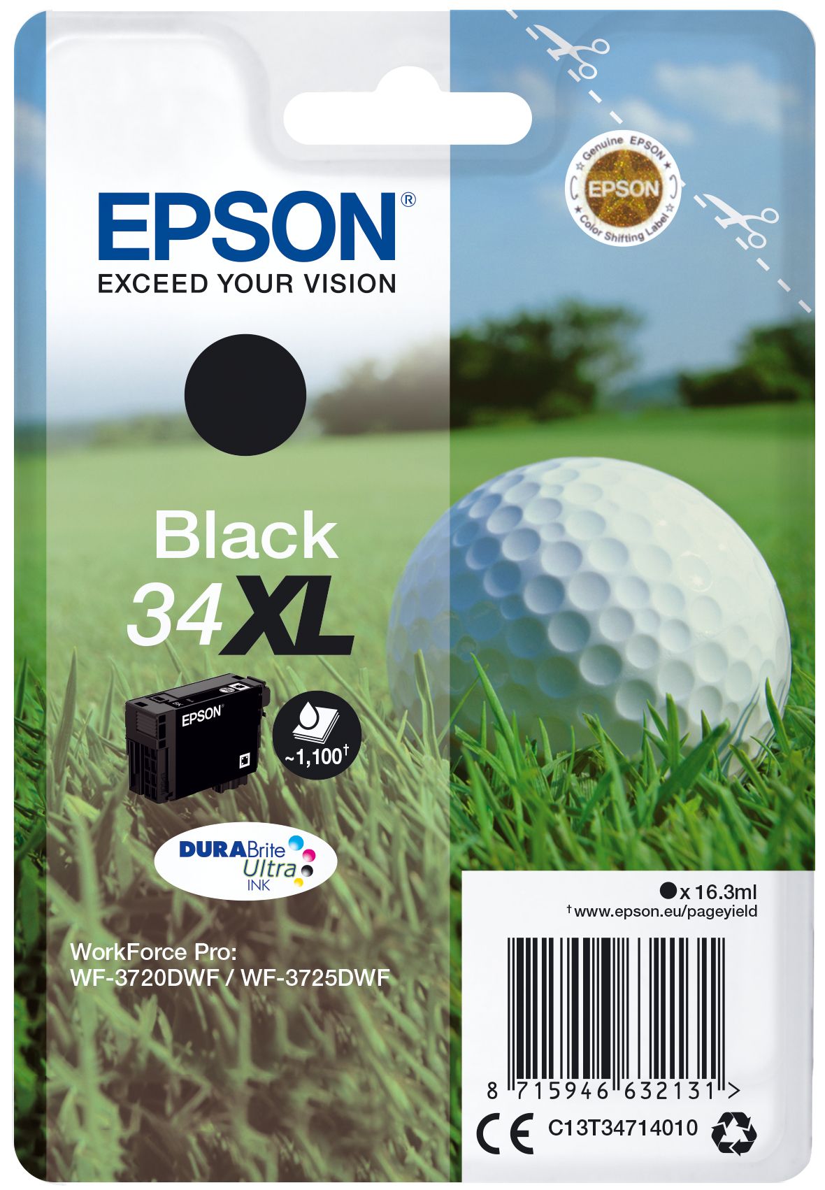 C13T34714020 - Cartucho de tinta Epson Golf ball Singlepack Black 34XL DURABrite Ultra Ink