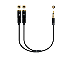 10.24.1202 - Cable de audio Nanocable  adaptador Audio Jack 3.5/M 4pin - 2xJack 3.5/H 3pines, negro, 30 cm