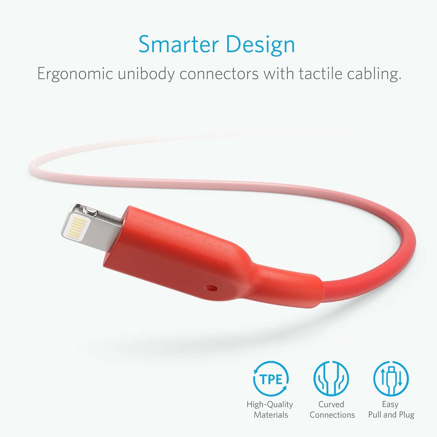 A8432B - Cable de conector Lightning Anker USB - Lightning, 0.9m 0,9 m Rojo